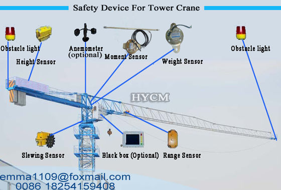 10 tonluk üst kule vinci PT6518 65m Jib ile Potain Mast Bölüm 3m